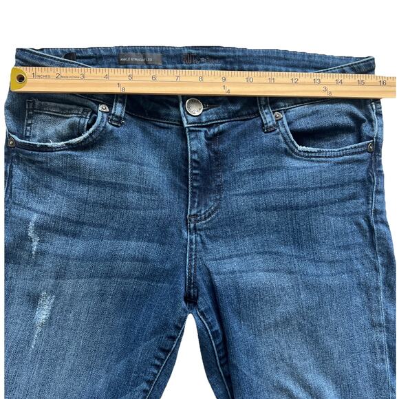 Kut From The Kloth Jeans Womens 8 Ankle Straight Leg Cuffed Frayed Distressed - Picture 7 of 12